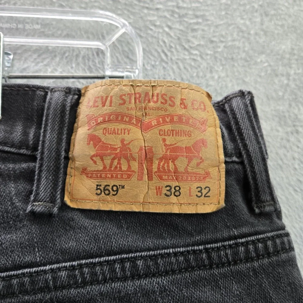 Levi's 569 Men Jeans 38X32 Black Denim Straight 30